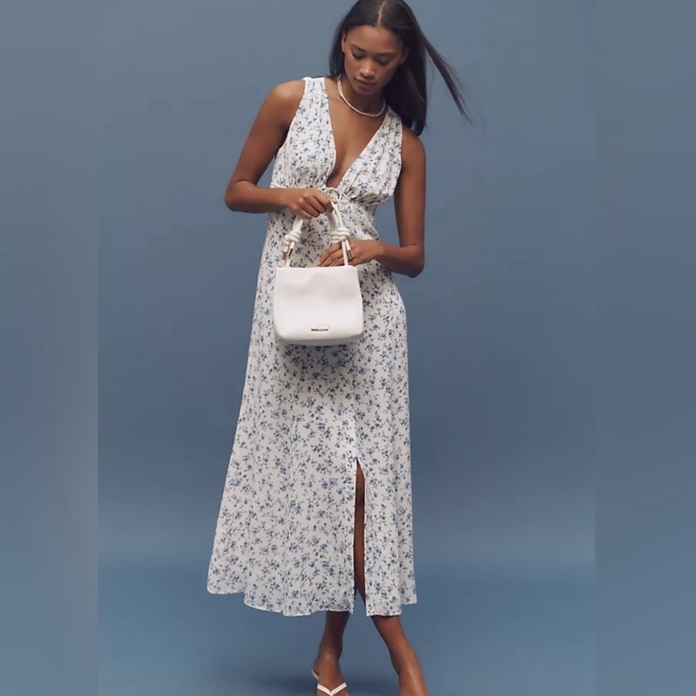 Reformation Ceara V-Neck Midi Dress Size 6
